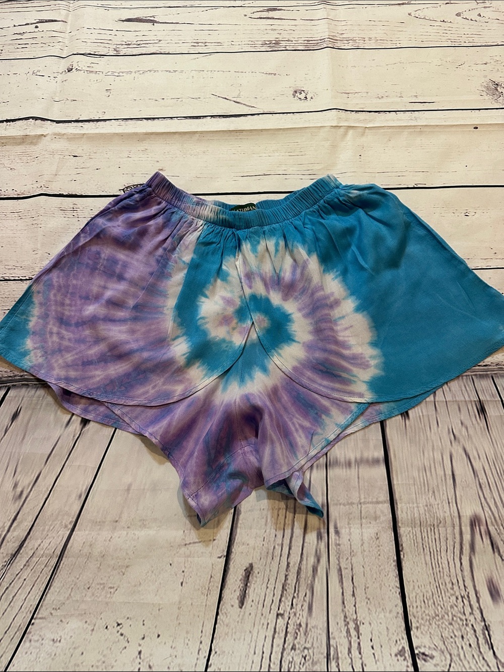 Kathmandu Tie-Dye Hem Shorts in Blue & Purple